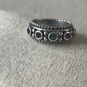 Thai Sterling Silver Band W Semiprecious Stones 6.25